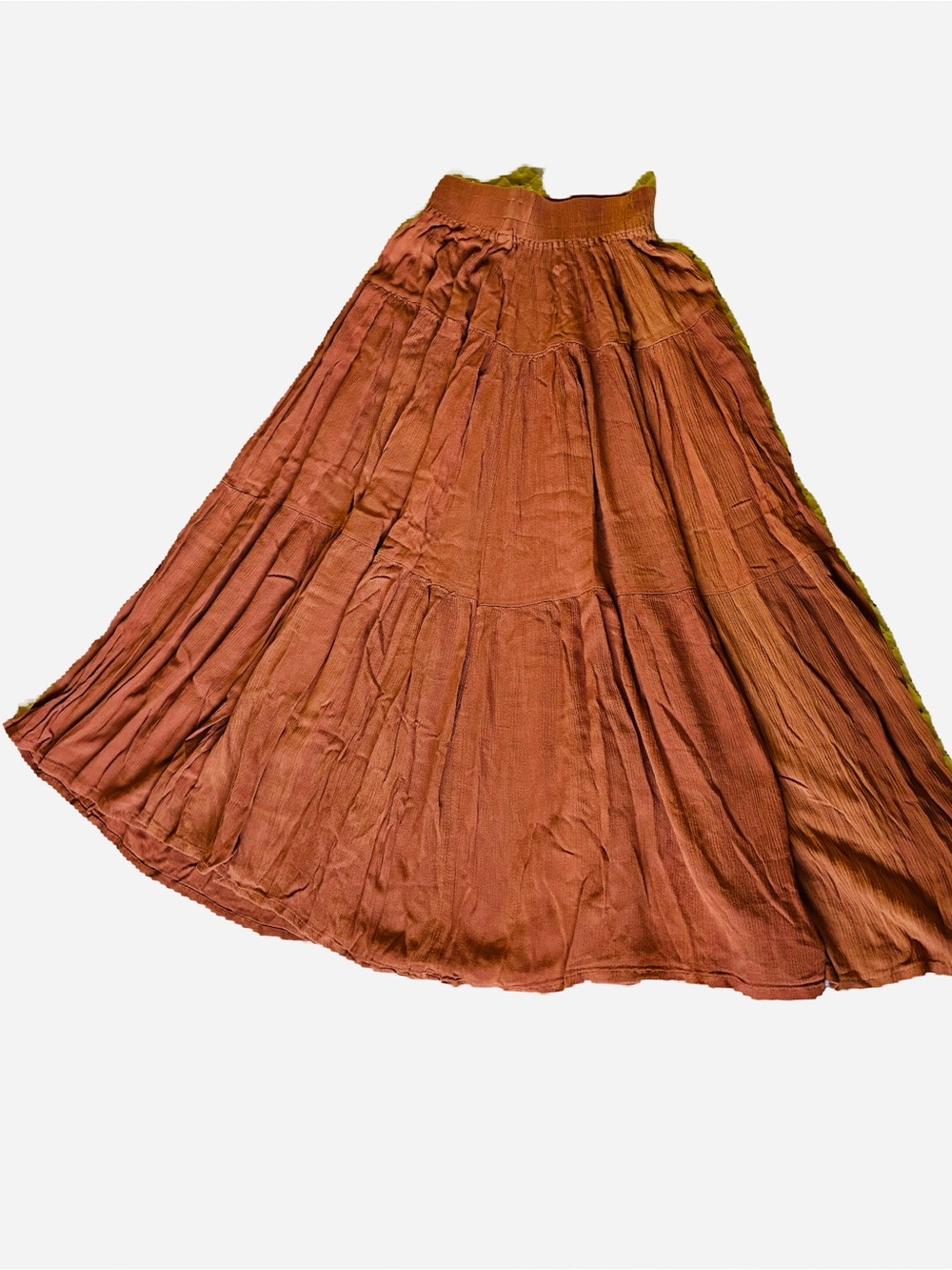 Boho Rust Tiered Maxi Skirt